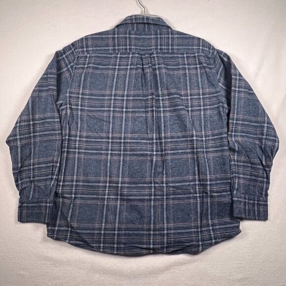 Eddie Bauer Men's‎ XL 100% Cotton Warm Brushed Twill Flannel Shirt Blue Plaid - Picture 3 of 13